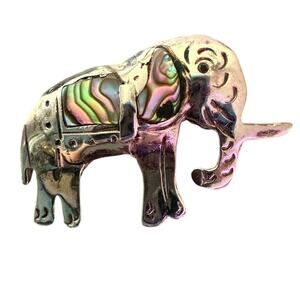 Mexico Alpaca 925 Sterling Silver Elephant Pin Brooch